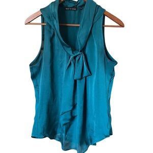 Violet & Claire Turquoise Sleeveless Blouse with Bow